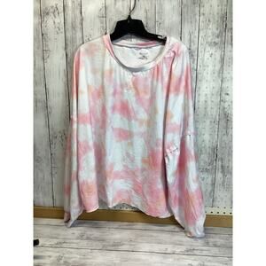 Cisisily Women Plus Tie Dye Logo Sweatshirt Pink 2X for Women NWT